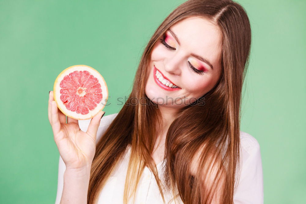 Similar – Image, Stock Photo Young woman eating watermelon popsical