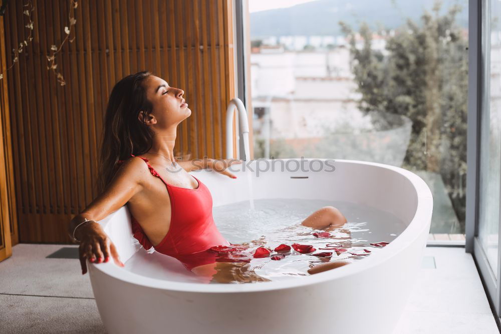 Image, Stock Photo Woman in a modern bath tub