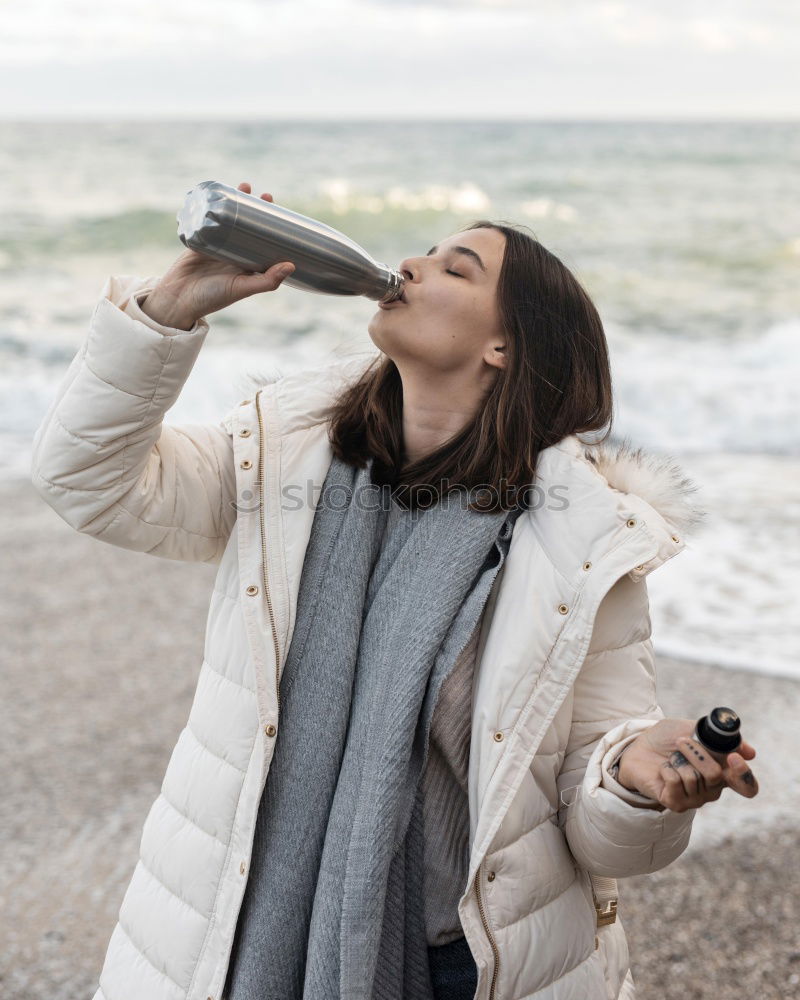 Similar – Young caucasian woman enjoying fresh juice