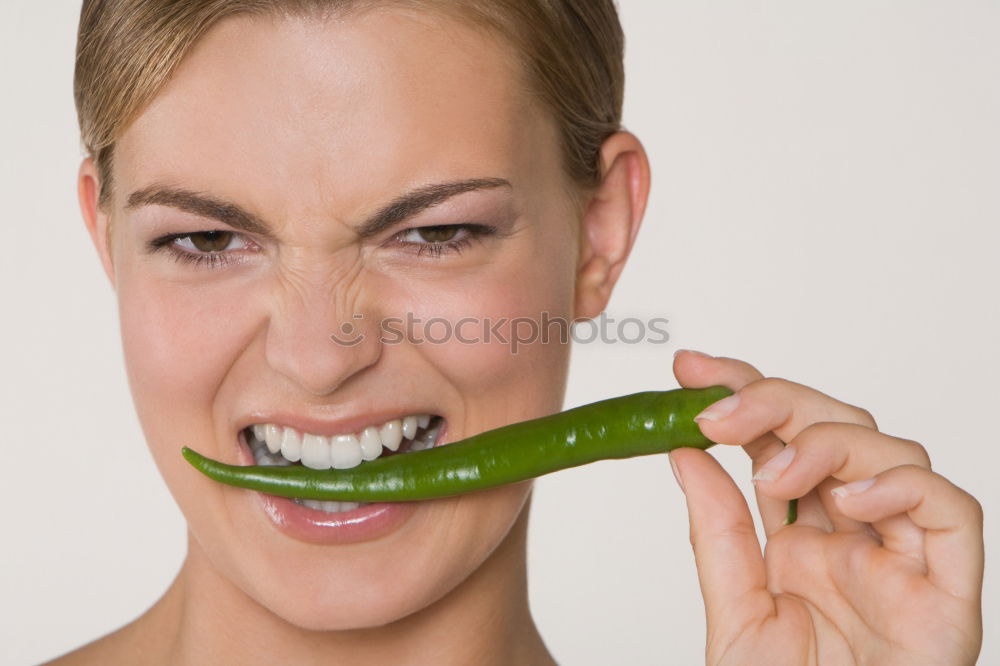 Similar – not so young caucasian woman reaching the end of her watermelon