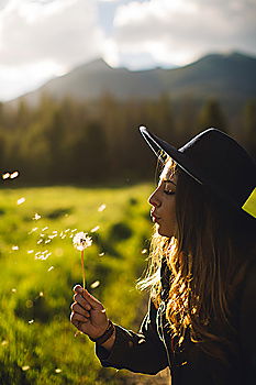 Similar – Image, Stock Photo Woman in green cold fields