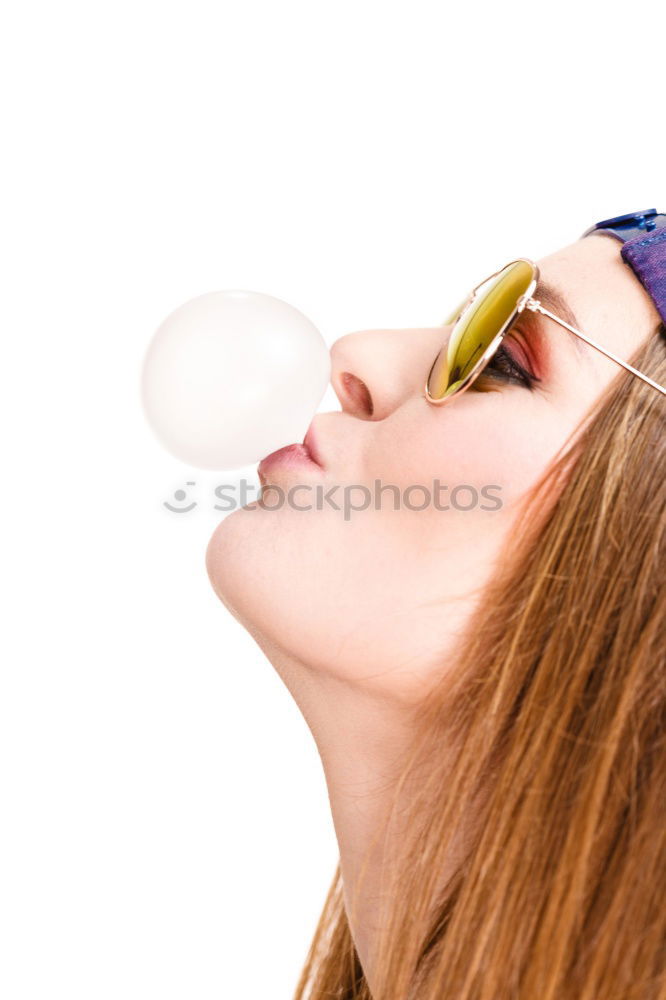 Similar – Image, Stock Photo Young caucasian women blowing bubbles