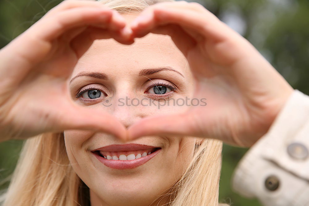 Similar – Image, Stock Photo Close up focus woman hands show love symbol