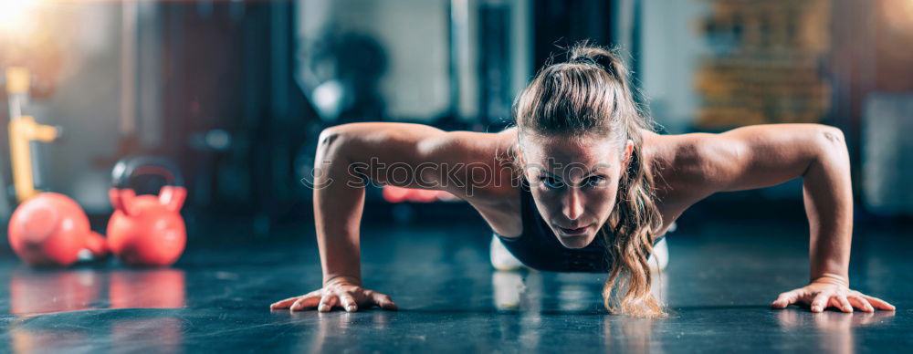 Similar – Image, Stock Photo Women doing stretch exercises in fitness class