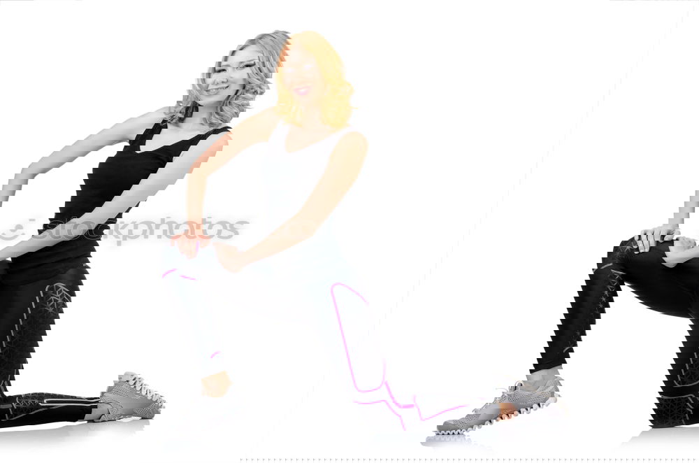 Similar – Image, Stock Photo Young sporty woman doing exercises with a latex band