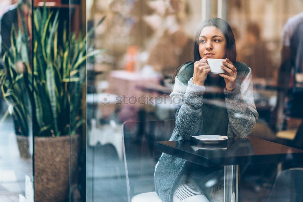 Similar – Image, Stock Photo Young pensive model on terrace