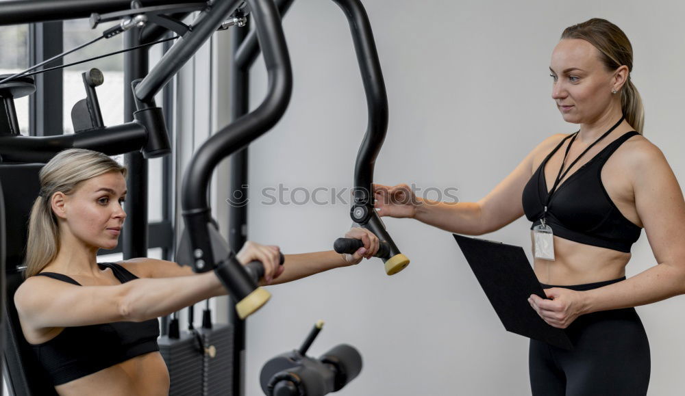 Similar – Image, Stock Photo Woman stretching legs in a fitness class