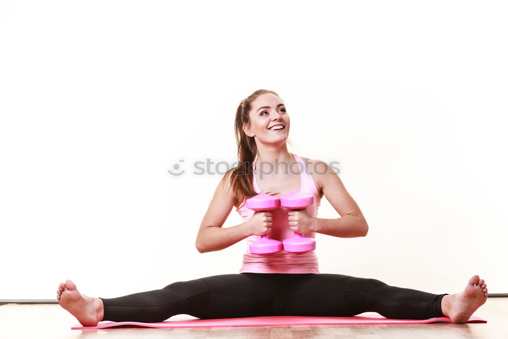 Similar – Image, Stock Photo Flexible sportswoman exercising with elastic band in gym