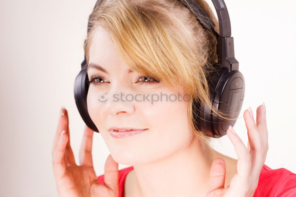 Similar – Image, Stock Photo Pretty blonde woman listening to music on couch at home