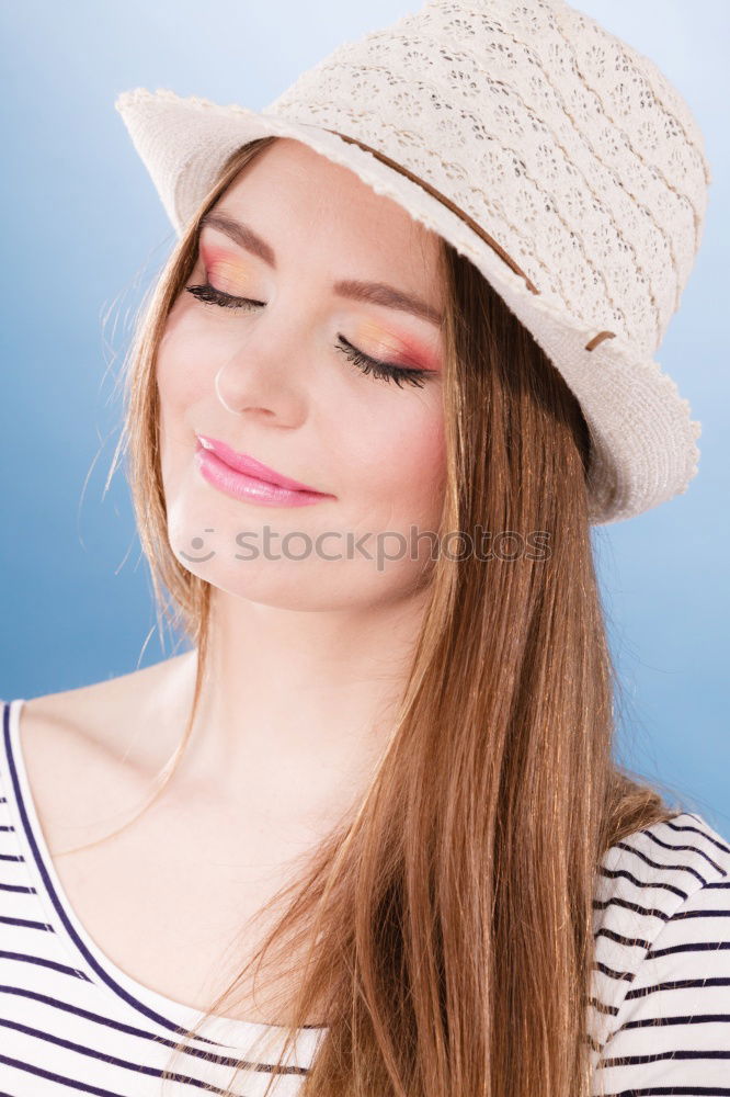 Similar – Image, Stock Photo Happy autumn or winter girl with wool cap