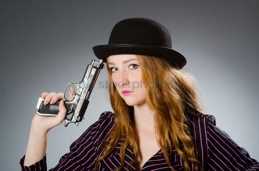 Similar – Portrait of Smiling senior woman with vintage photo camera on gray background