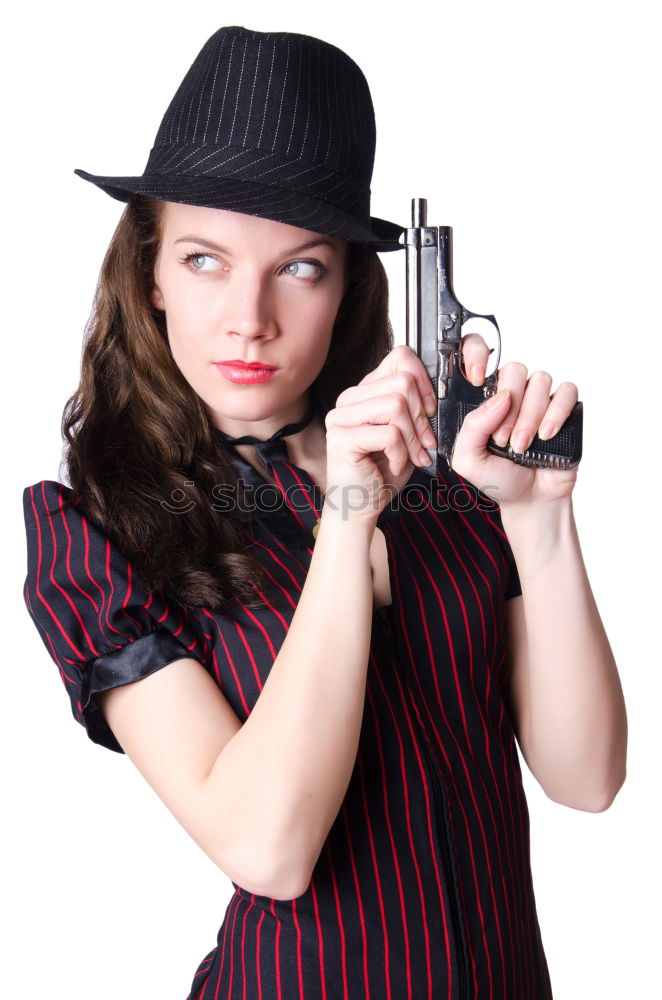 Similar – Attractive young woman with a rifle at the ready aims at her target and has her finger on the trigger