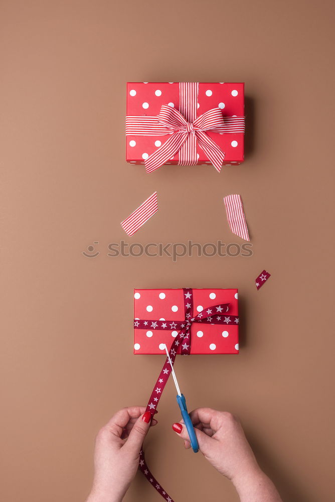 Similar – Image, Stock Photo Handmade gift boxes on brown paper background