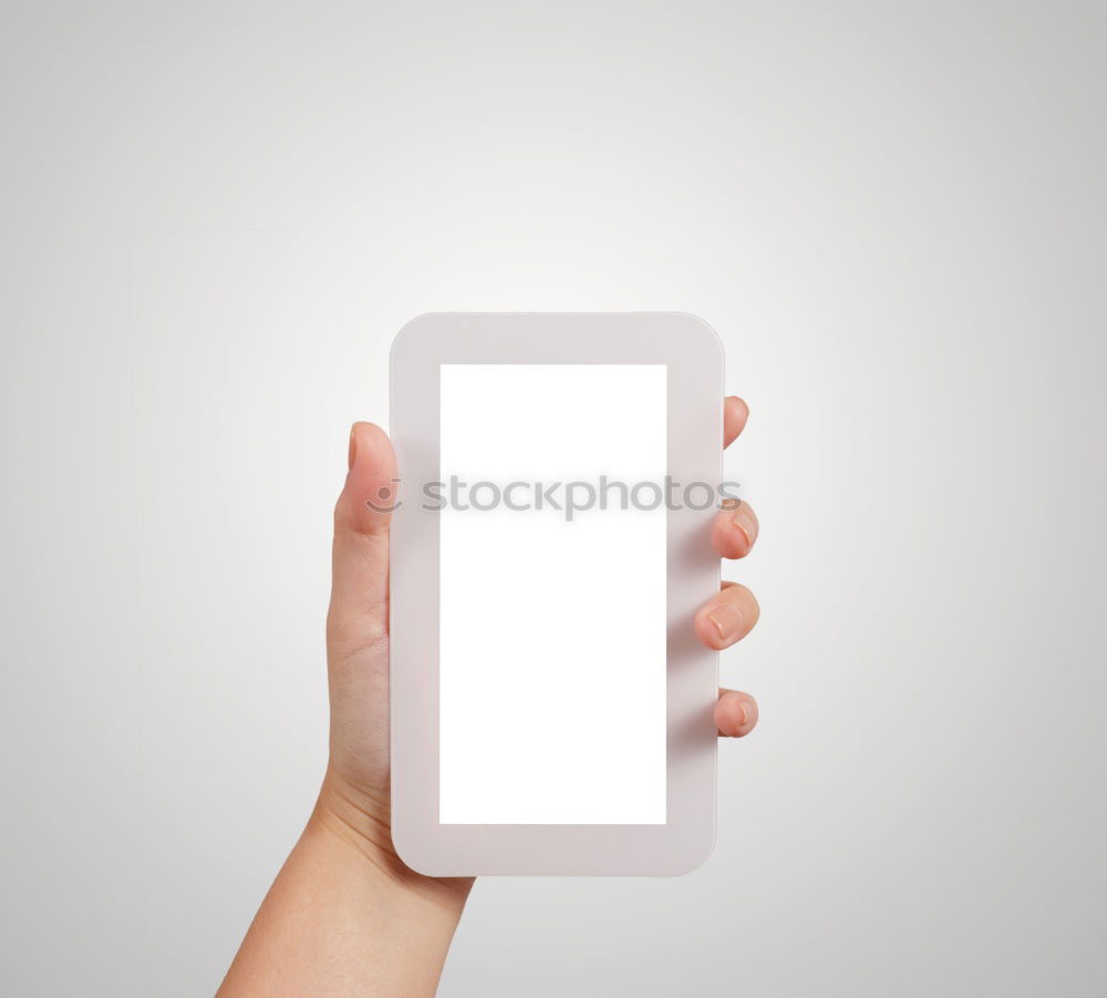 Similar – White Mobile Phone With Blank Screen On Wood Table