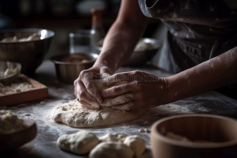 Similar – Image, Stock Photo Crop woman kneading dough