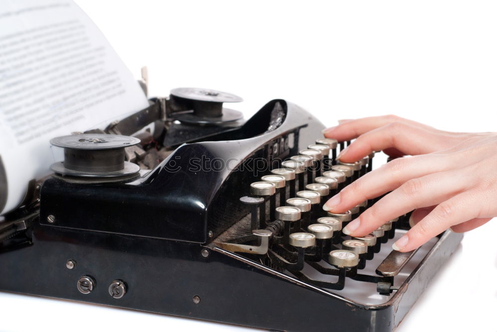 Similar – Red vintage typewriter with blank paper sheet on table