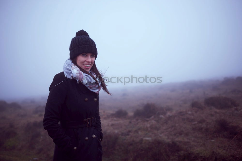 Similar – Image, Stock Photo Portrait of a woman hiking with fog