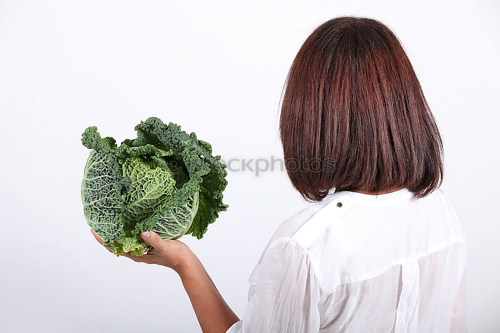 Image, Stock Photo Vegan girl holding a bunch of swiss cahrd