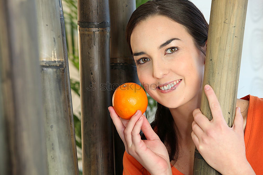 Image, Stock Photo An apple a day … Young woman eating an apple with relish