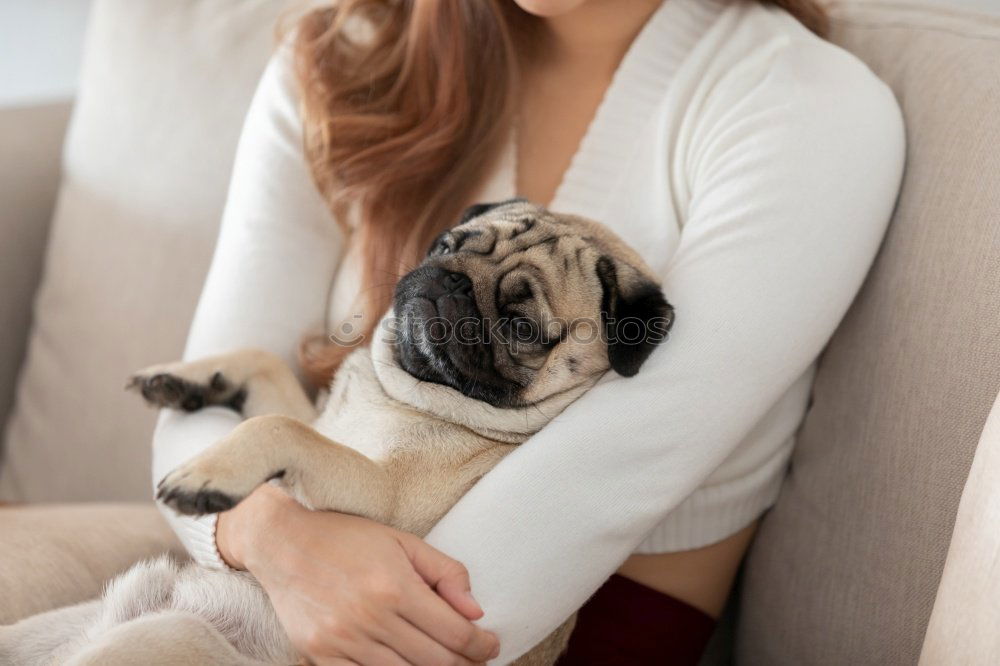 Similar – Image, Stock Photo happy girl with dog Joy