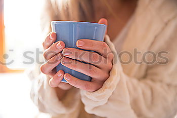 Similar – Image, Stock Photo Woman drink a tea, fall time. Outdoor