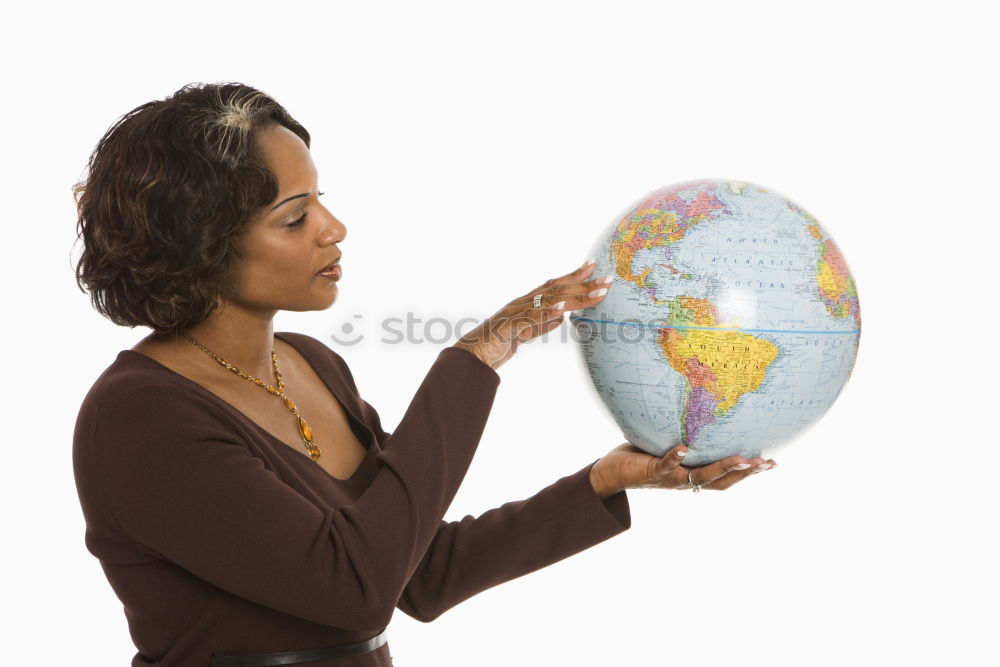 Similar – Image, Stock Photo Teenagers sitting by the map in classroom