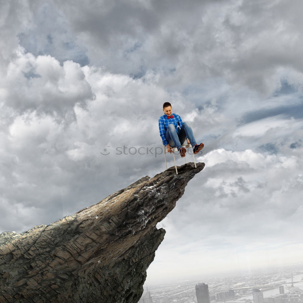 Similar – Image, Stock Photo Climber on the summit.