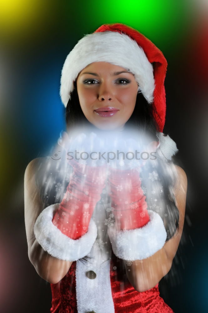 Similar – Portrait of a female shop mannequin with a Christmas Santa hat on her head.