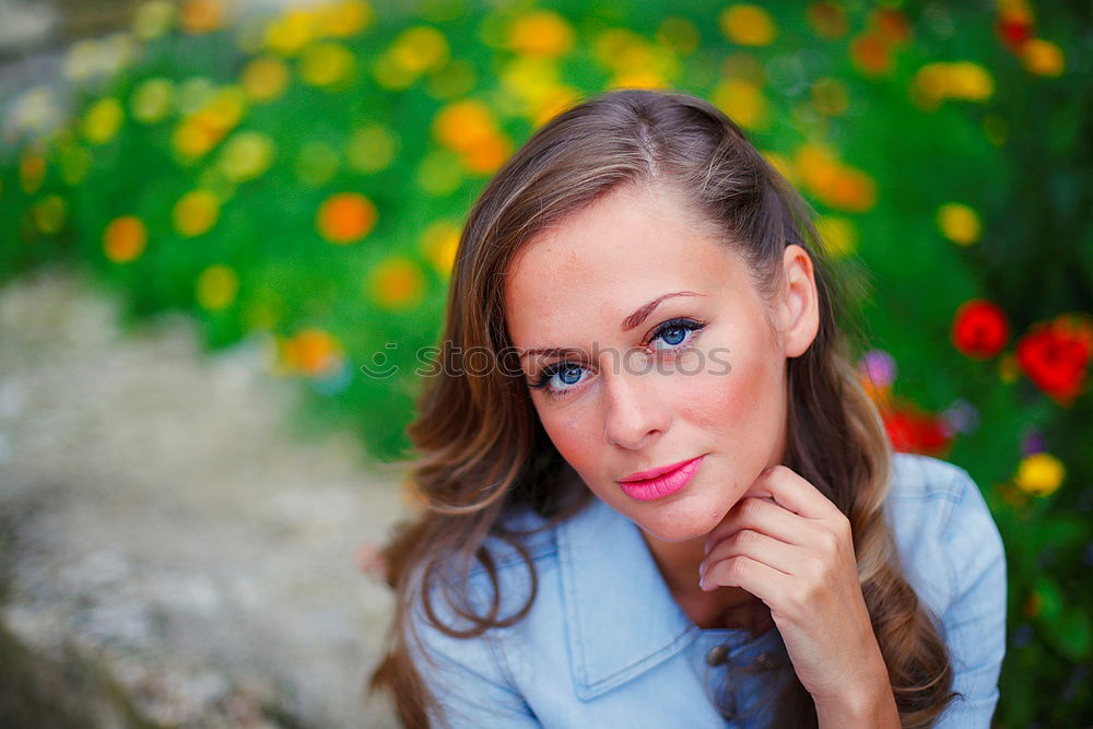 Similar – Image, Stock Photo Cheerful blond mature woman in park