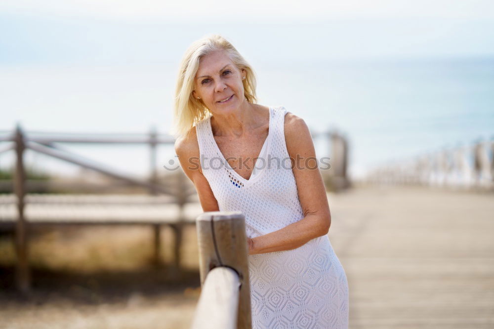 Similar – Image, Stock Photo Laughing happy vivacious woman on vacation