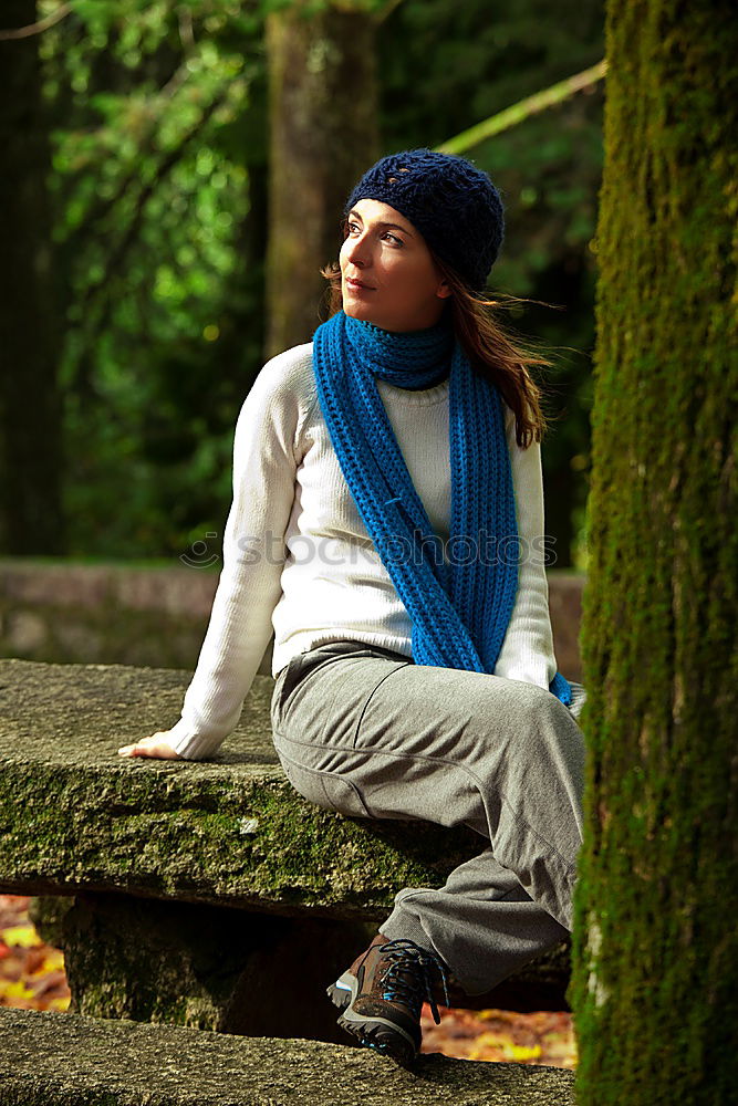 Similar – Image, Stock Photo Man posing in autumnal wood