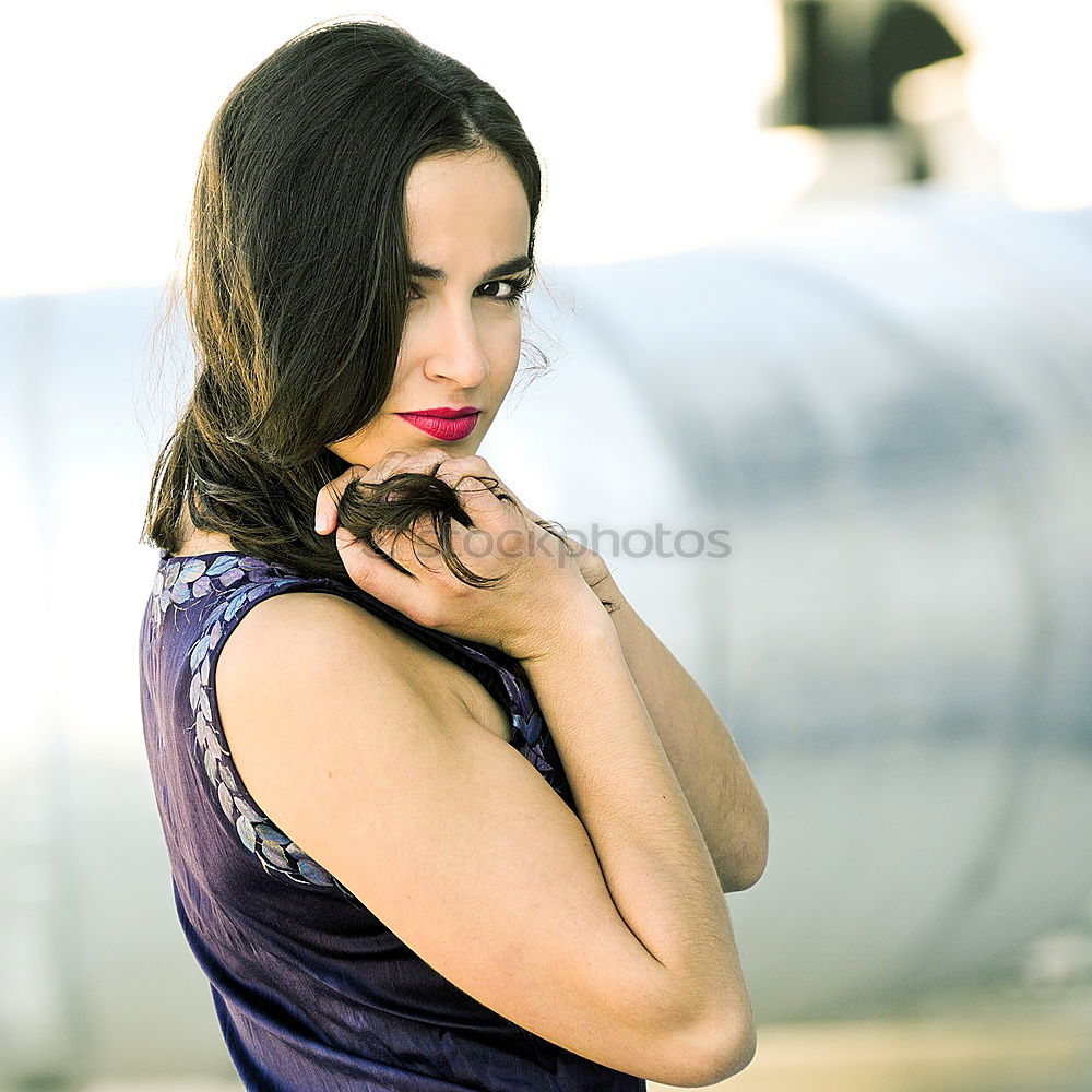 Similar – Image, Stock Photo Yooung woman smiling mext to urban wall