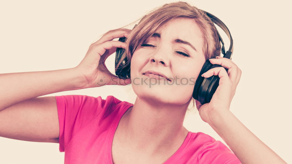 Similar – Image, Stock Photo Pretty blonde woman listening to music on couch at home