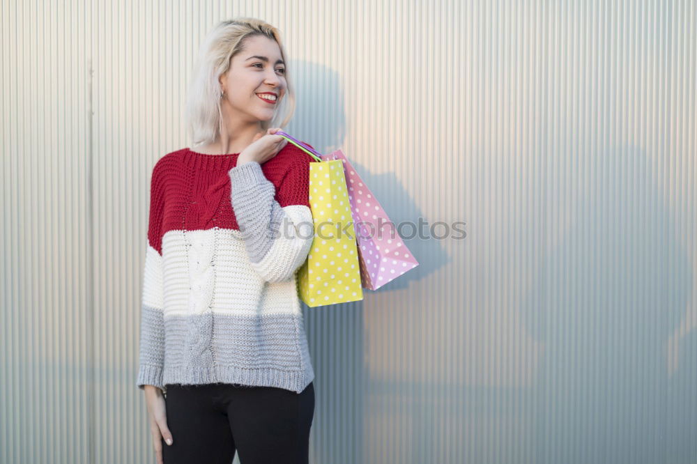 Similar – Image, Stock Photo Woman standing on the street with blur background and smile