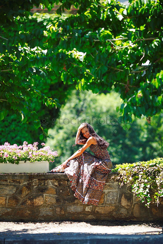 Similar – Image, Stock Photo Woman on fence in park