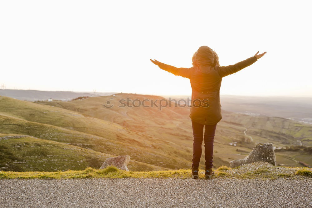 Similar – a man travel alone at the mountain