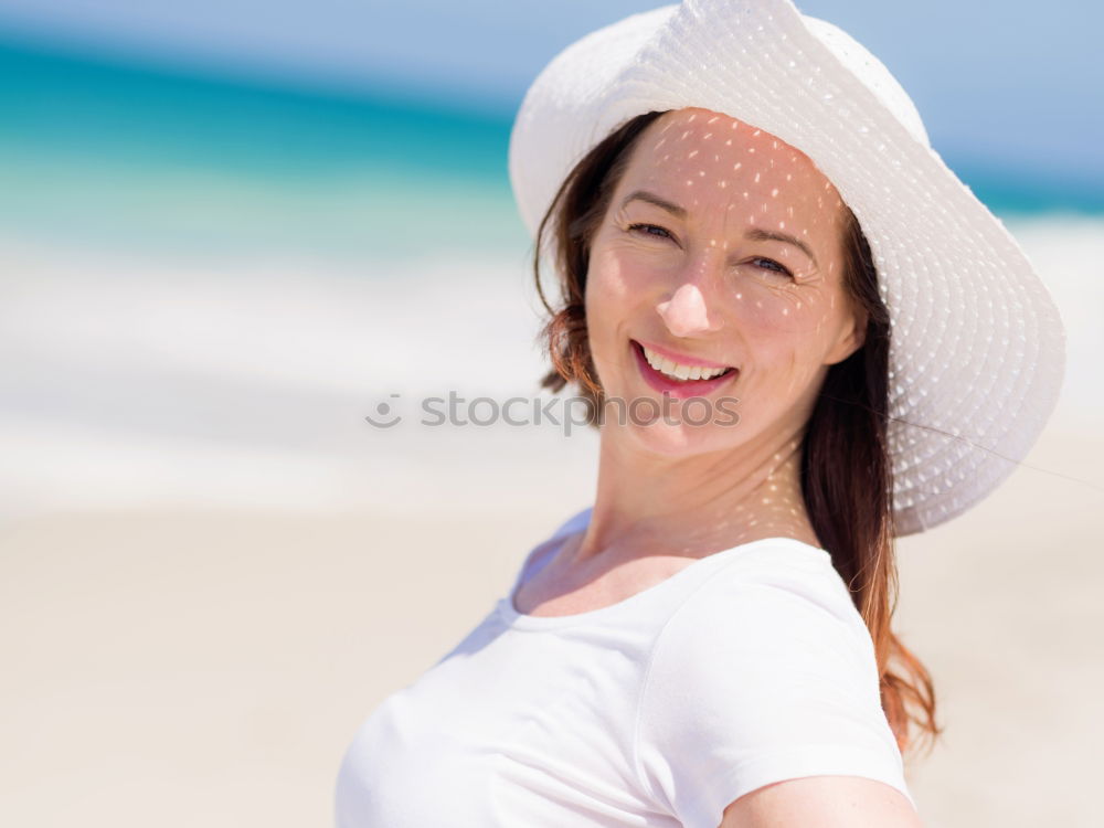 Similar – Image, Stock Photo Attractive trendy woman on a tropical resort beach