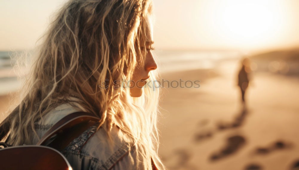 Image, Stock Photo Man playing guitar in nature