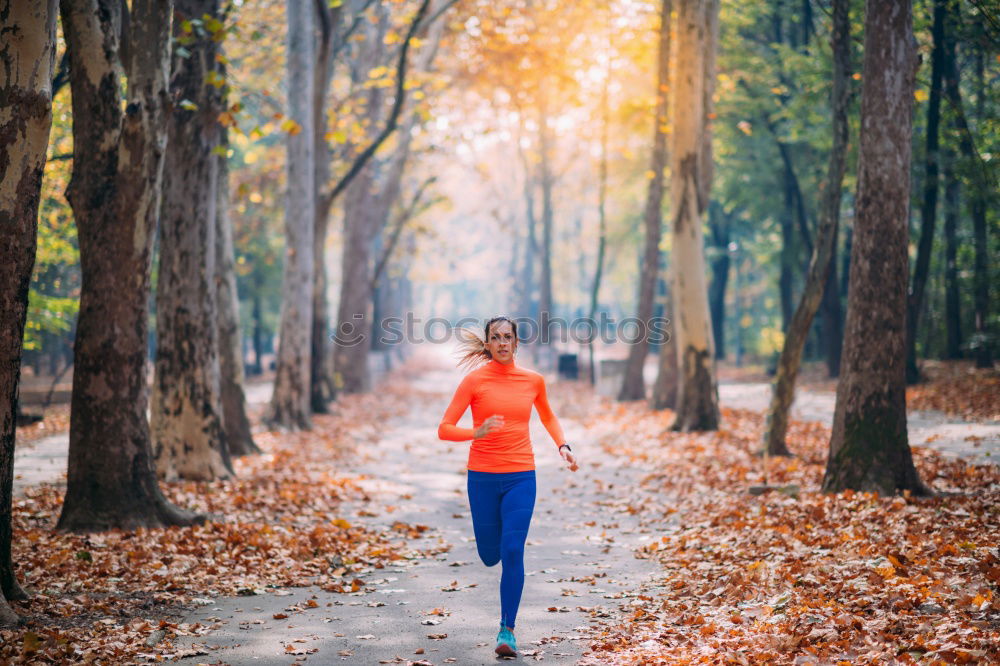 Similar – Image, Stock Photo Pretty fit young woman jogging in woodland