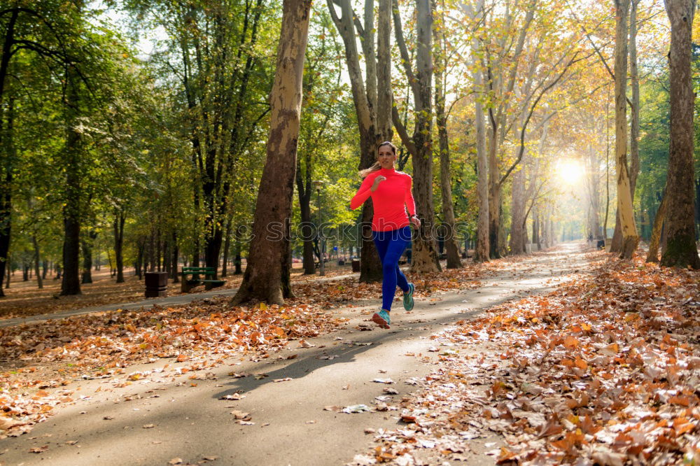 Similar – Image, Stock Photo Pretty fit young woman jogging in woodland