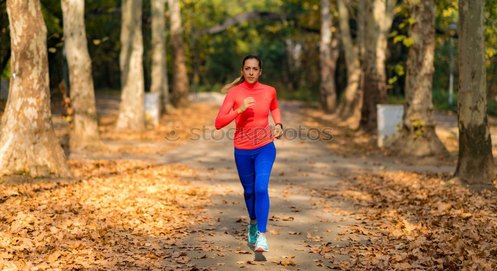 Similar – Image, Stock Photo Pretty fit young woman jogging in woodland