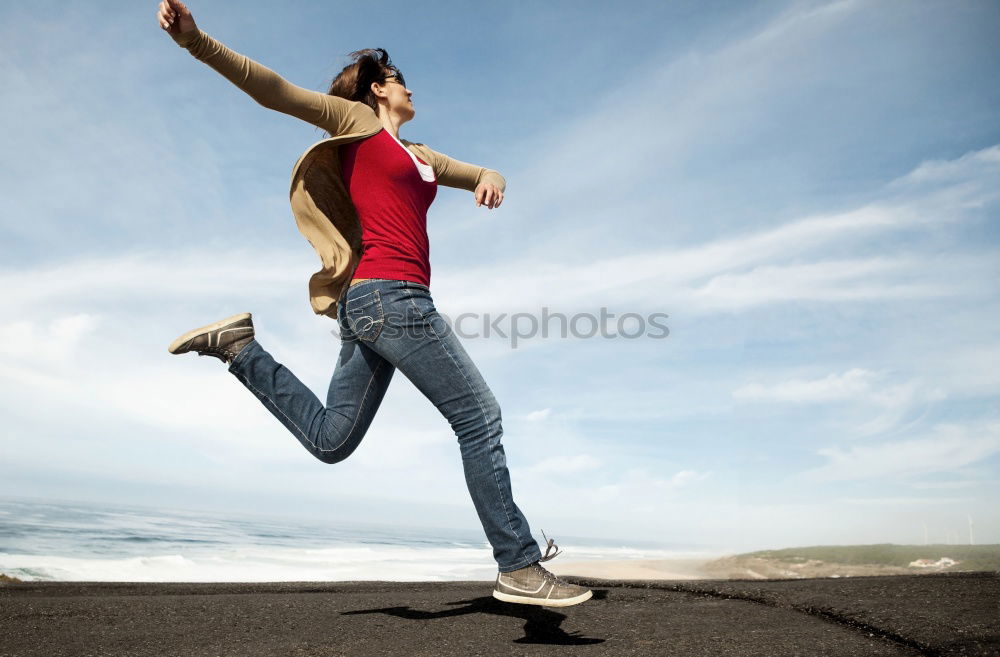 Similar – Image, Stock Photo Happy little boy playing on the road at the day time. Kid having fun outdoors. He skateboarding on the road. Concept of sport.