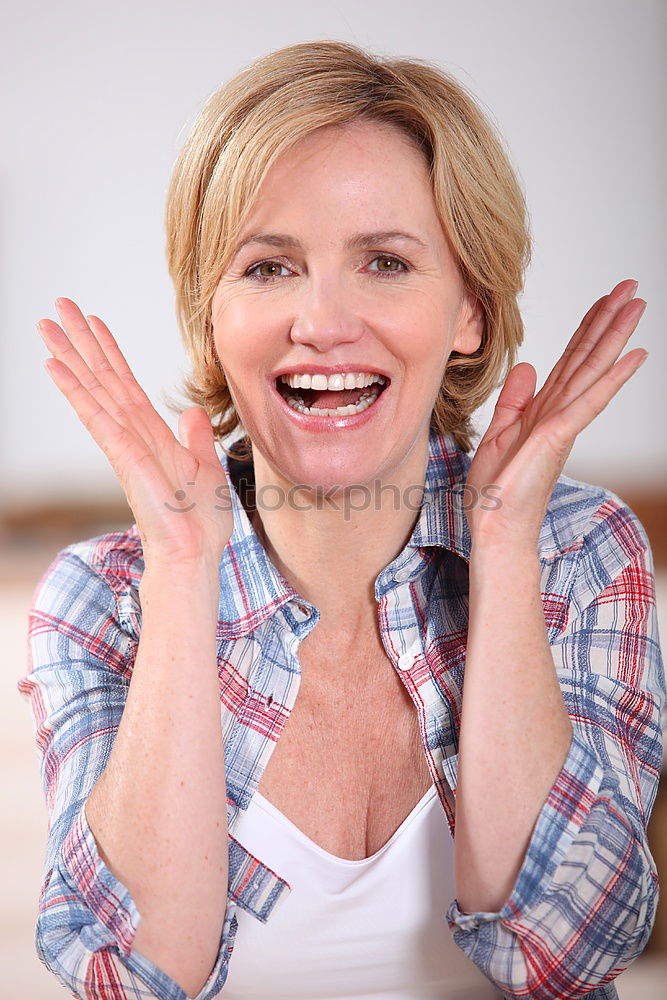 Similar – Image, Stock Photo Portrait of a smiling old woman with glasses on yellow background