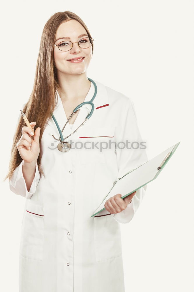 Similar – Female doctor with stethoscope and lab coat