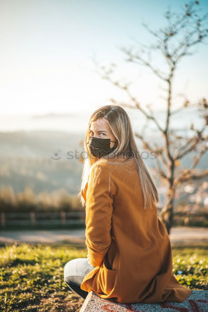 Similar – Image, Stock Photo Woman in coat on hill Hill