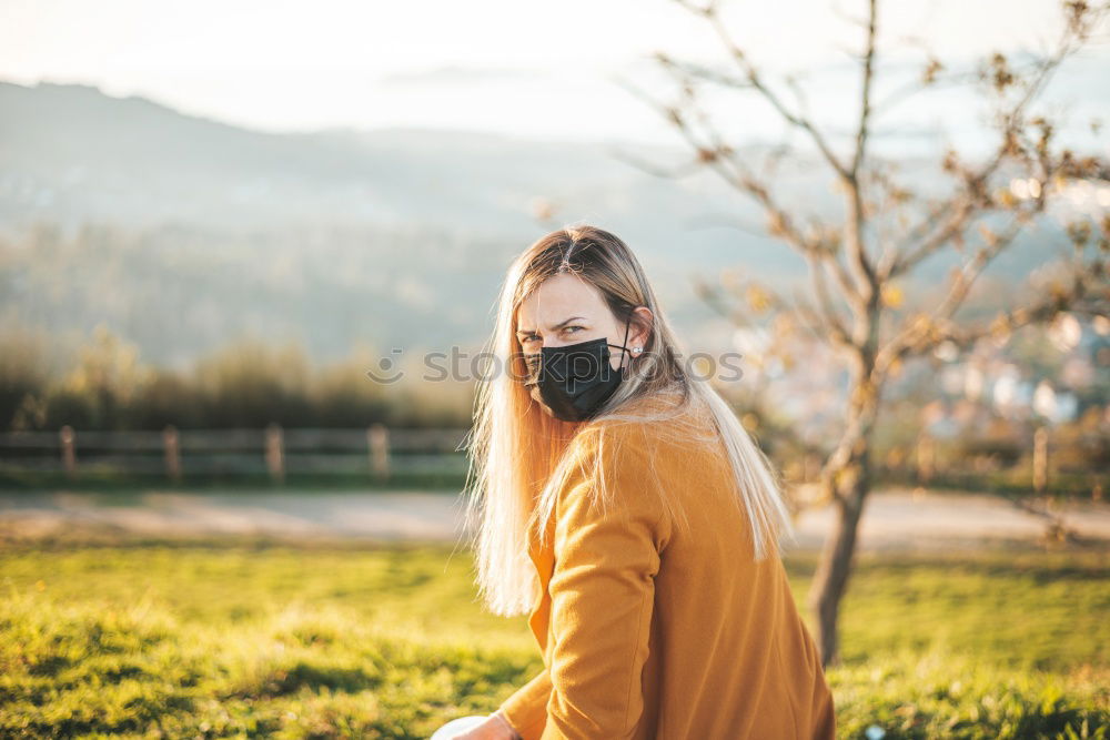 Similar – Image, Stock Photo Person walking on road in woods