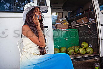 Similar – Image, Stock Photo Asian woman drinking from coconut