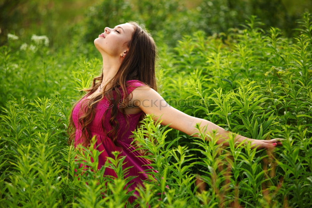 Similar – Image, Stock Photo Young woman doing yoga on wooden road in nature