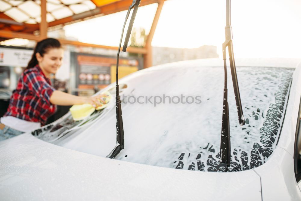 Similar – Image, Stock Photo Man in respirator measuring surf board in workshop