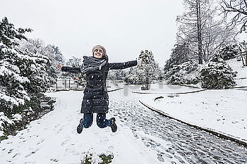 Similar – Image, Stock Photo Woman with blue jacket at the edge of forest during snowfall